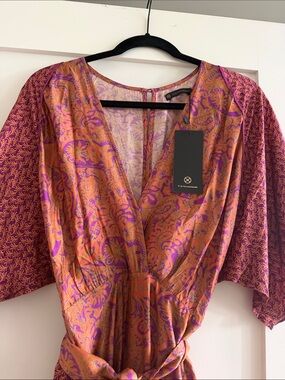 VIX PAULA HERMANNY Orange & Purple Paisley V-Neck Maxi Dress
